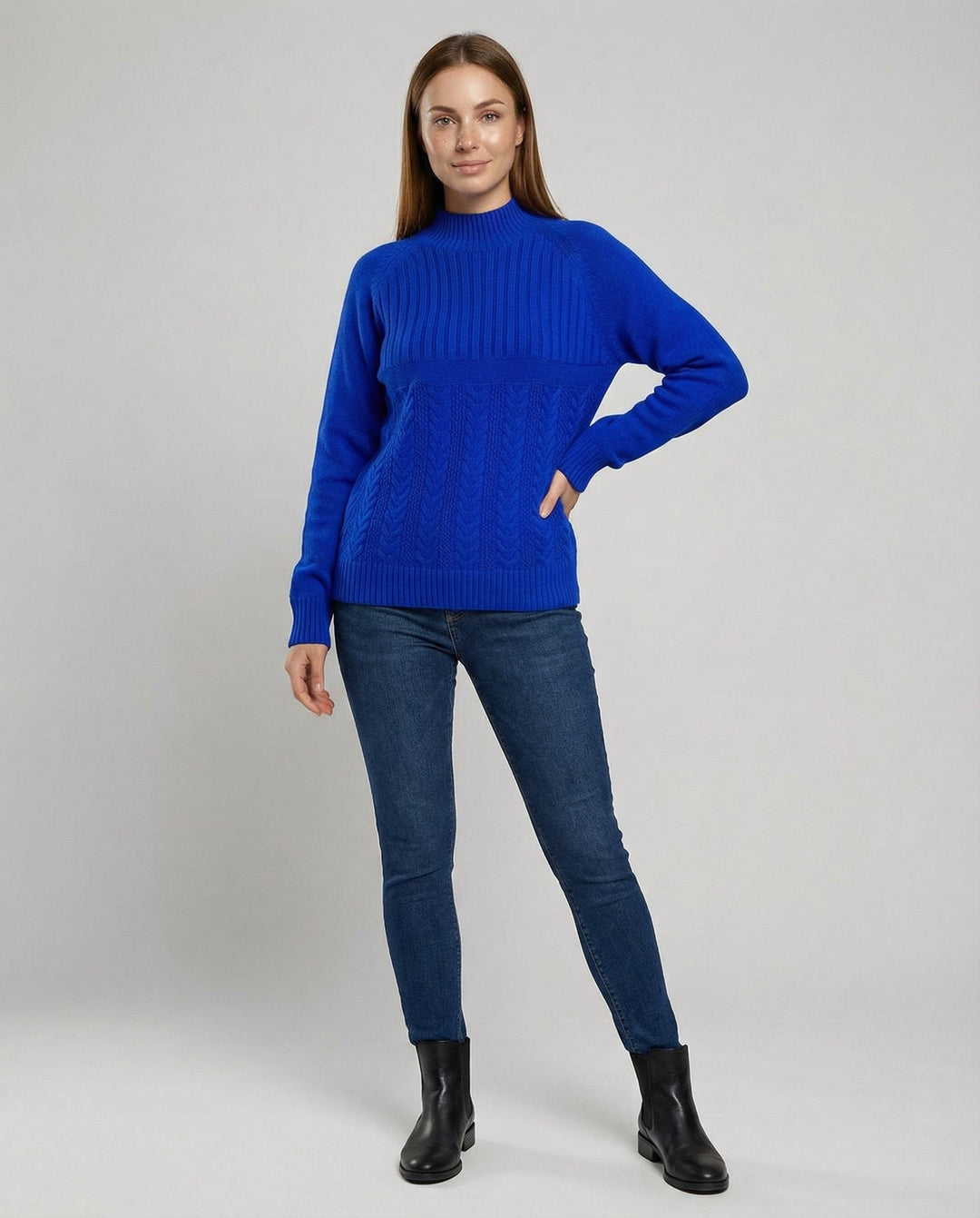Ribbed Women's Sweater High Collar