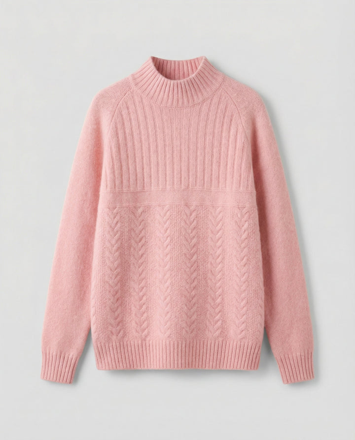 Ribbed Women's Sweater High Collar