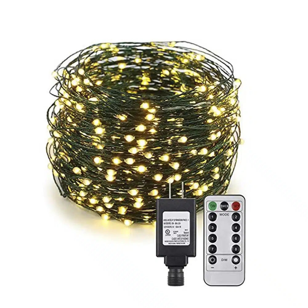 LED string lights with remote control and 8 light settings – 30/40/50 meters – |
