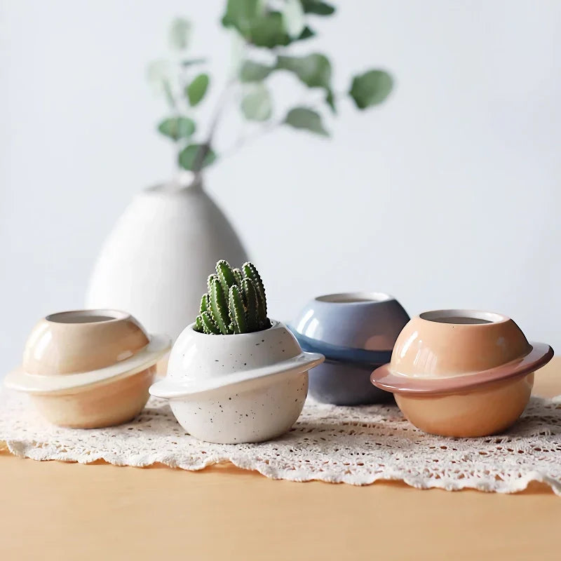 Happy Growers | Mini Planet Shape Ceramic Succulent Flower Pot
