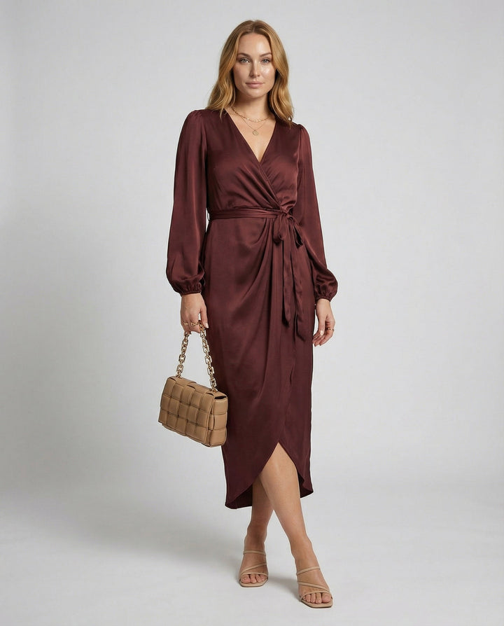 Elegant Wrap Dress Women Midi