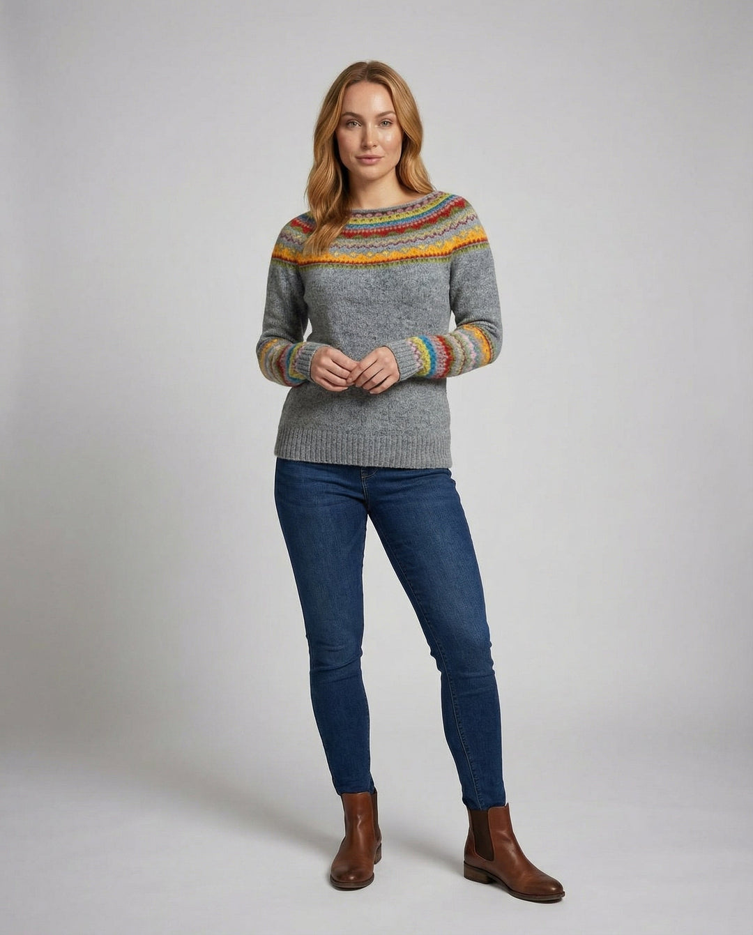 Retro Print Long Sleeve Sweater