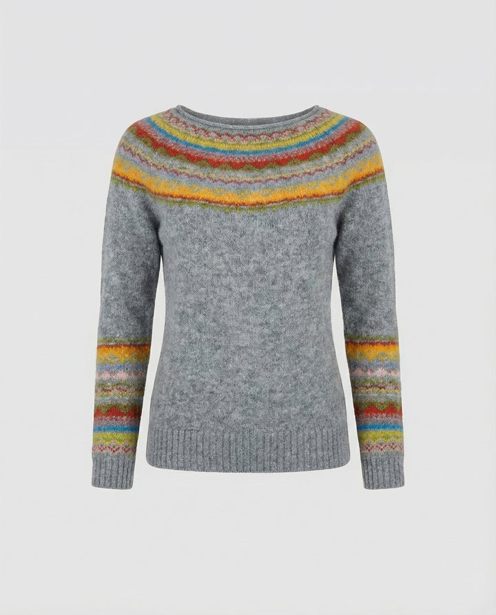 Retro Print Long Sleeve Sweater