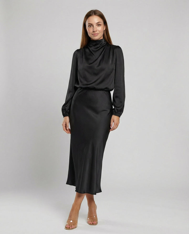 Elegant satin dress women