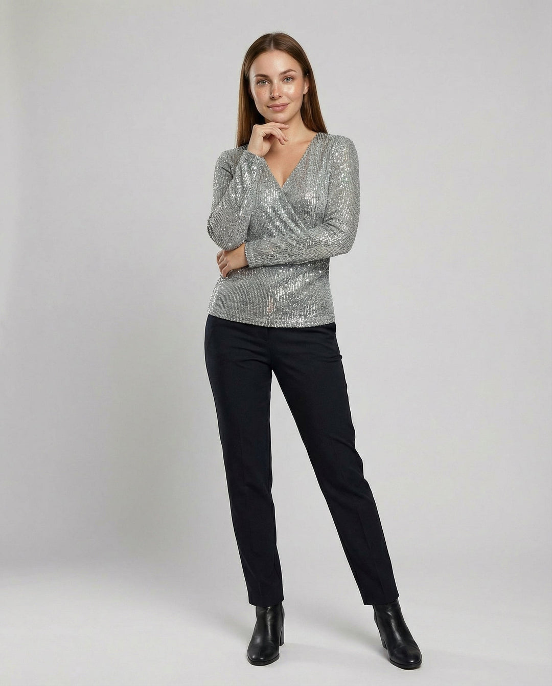 Shiny V-neck sweater