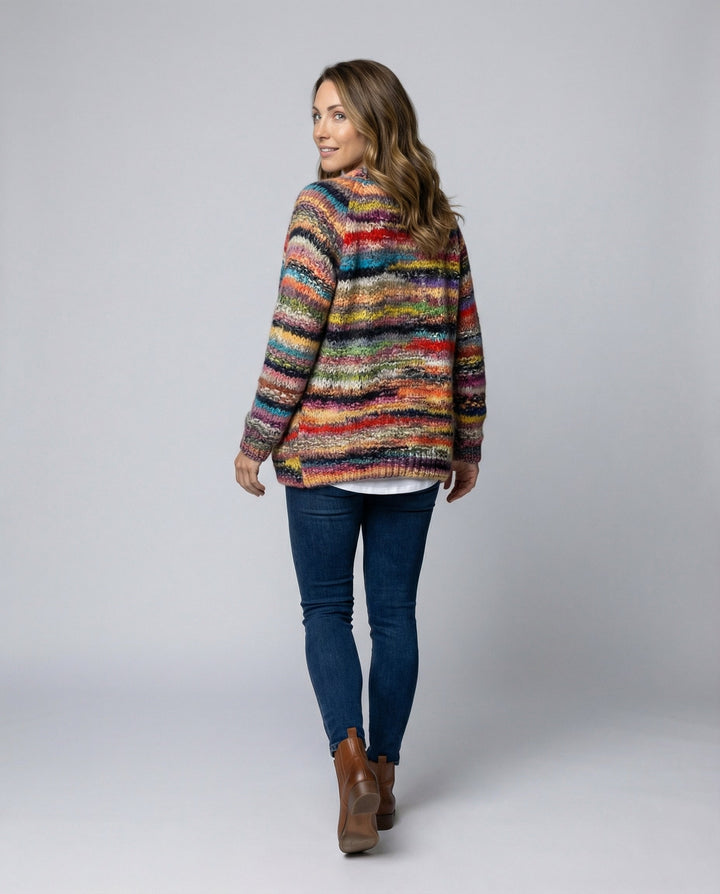 Multicolored Striped Women's Cardigan