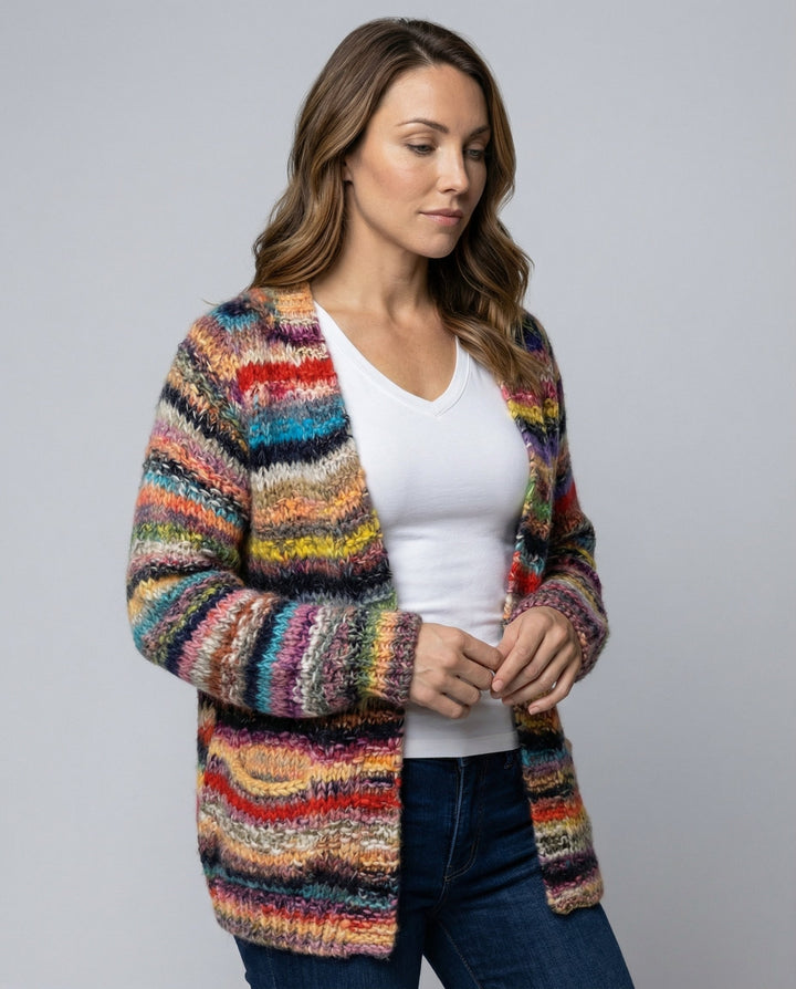 Multicolored Striped Women's Cardigan