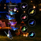 LED Solar Butterfly Wind Chime Garden Hanging Light Happy Growers