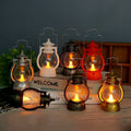 Vintage-Style LED Flameless Glass Lantern Candle Lights with Flickering Flame and Portable Handle