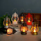 Vintage-Style LED Flameless Glass Lantern Candle Lights with Flickering Flame and Portable Handle