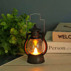 Vintage-Style LED Flameless Glass Lantern Candle Lights with Flickering Flame and Portable Handle