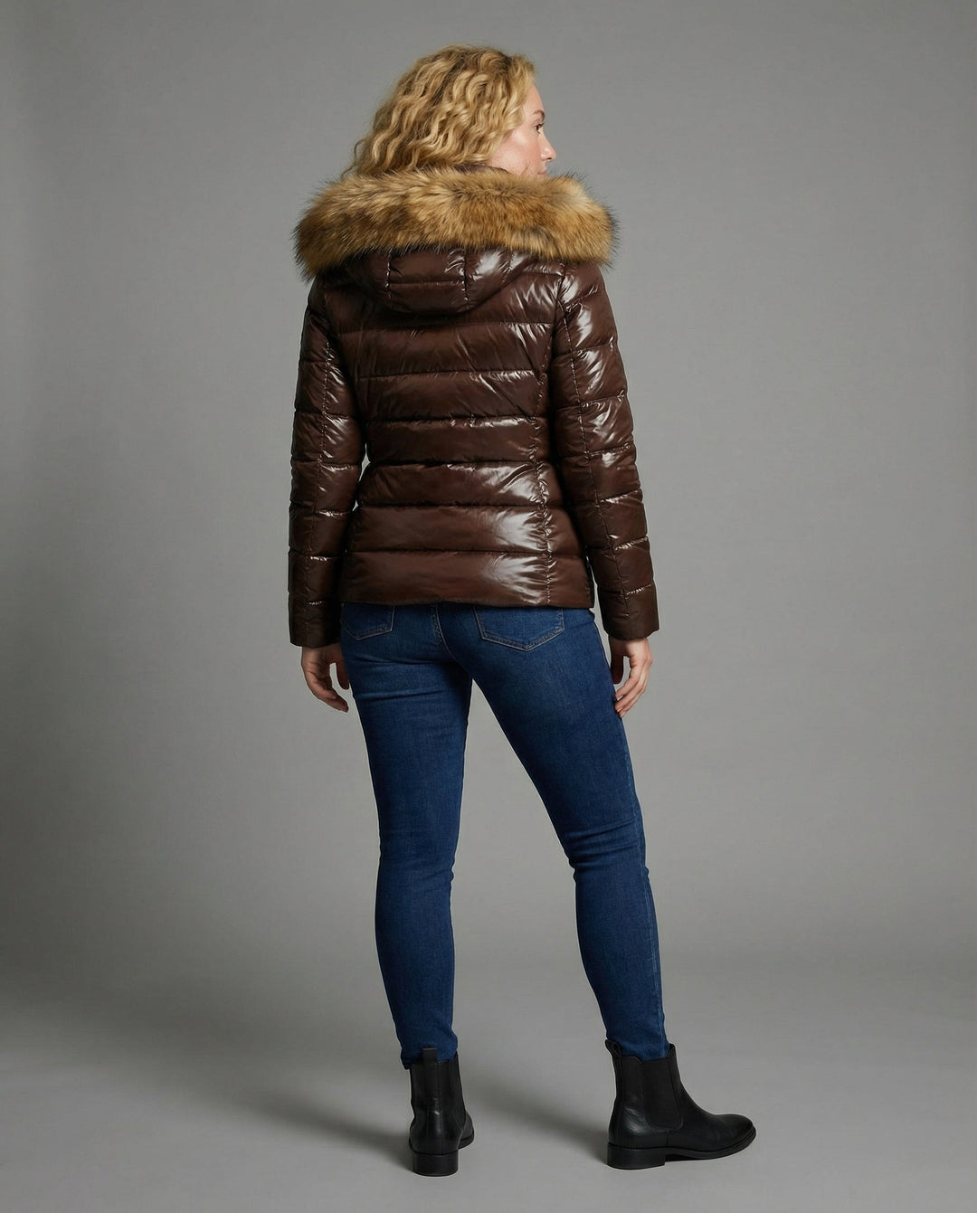 Women's Quilted Jacket Faux Fur Collar