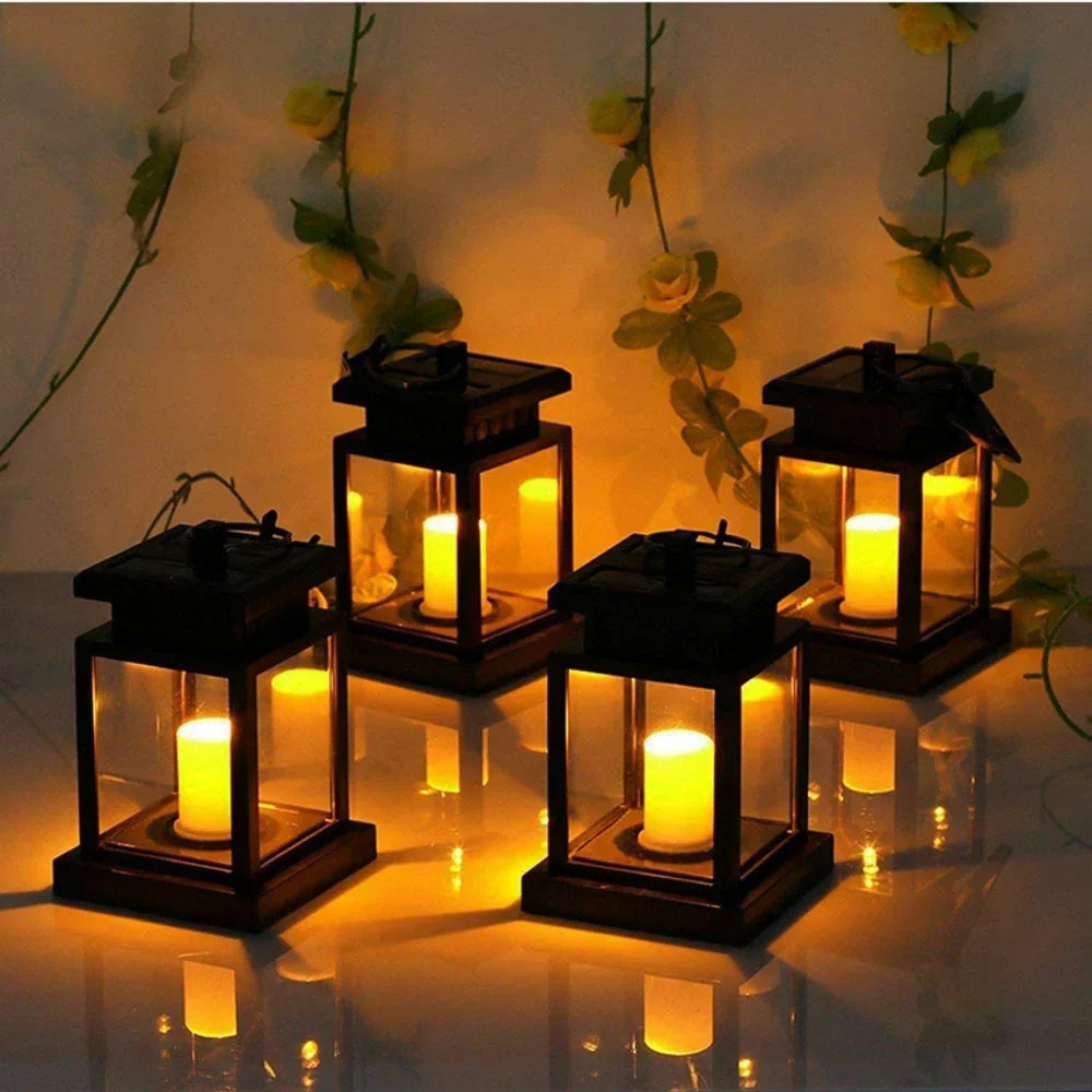 Solar-powered LED candle lantern – Weatherproof outdoor lamp for garden and patio |