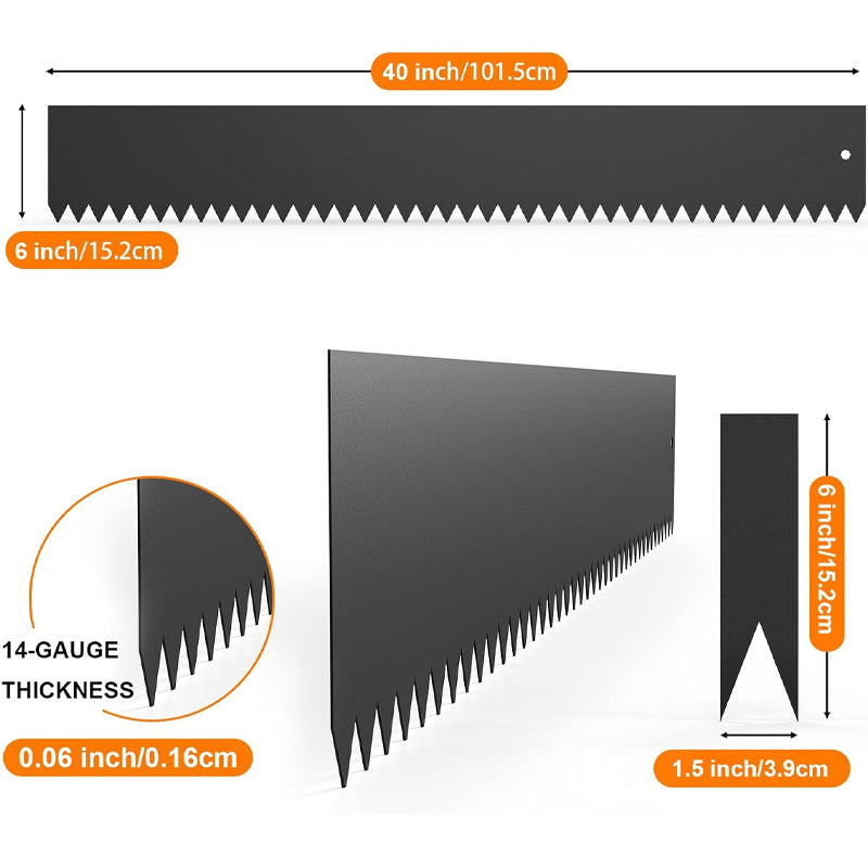 House Growers | 40" L × 6" H Steel Landscape Edging 6pcs Galvanized Steel Metal Edging with 6 Clips and Gloves