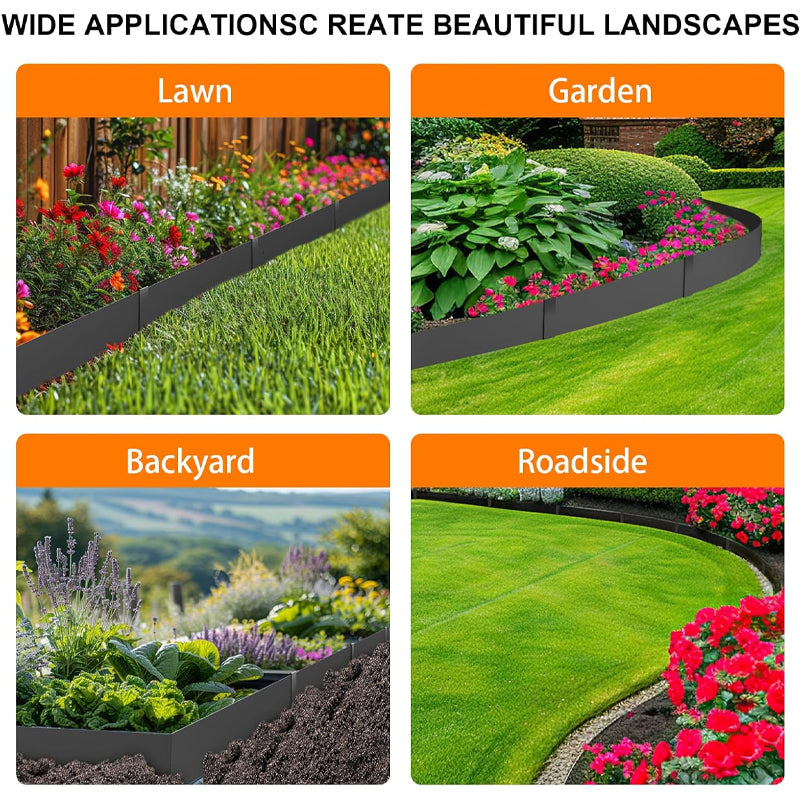 House Growers | 40" L × 6" H Steel Landscape Edging 6pcs Galvanized Steel Metal Edging with 6 Clips and Gloves
