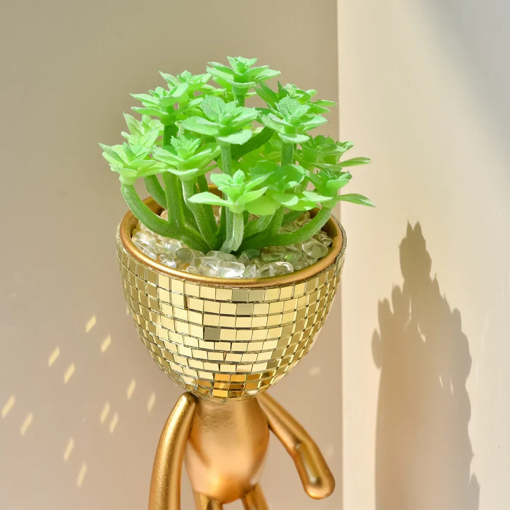 Happy Growers | Mirror Disco Walking Man Planter Pot