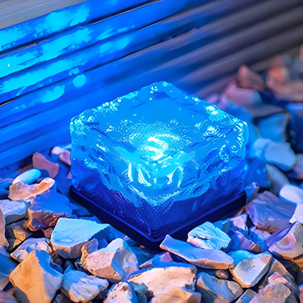 Square Creative Ice ock LED Waterproof Smart Solar Outdoor Lighting |