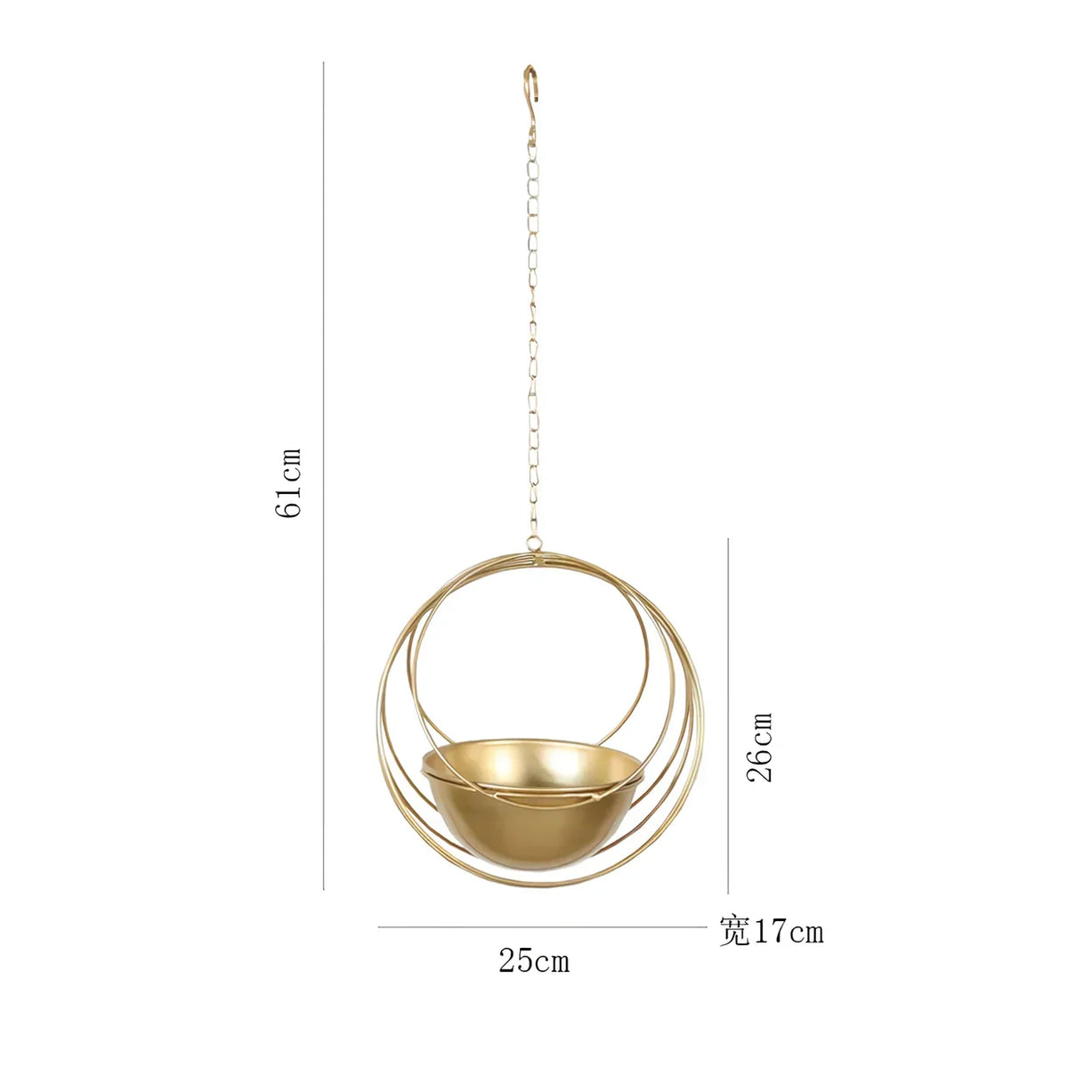 Happy Growers | Decorative Iron Hanging Flower Pot - Swinging Wall Planter Basket for Home