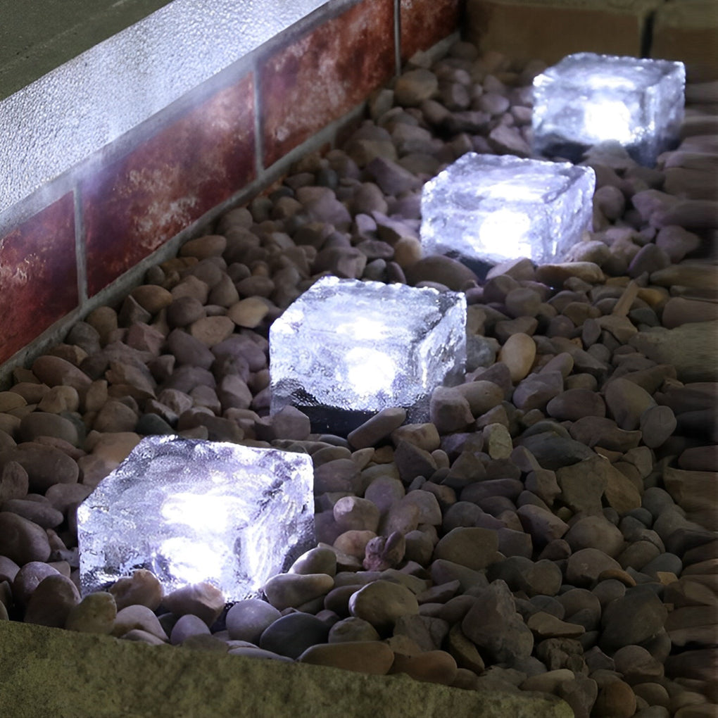 Square Creative Ice ock LED Waterproof Smart Solar Outdoor Lighting |
