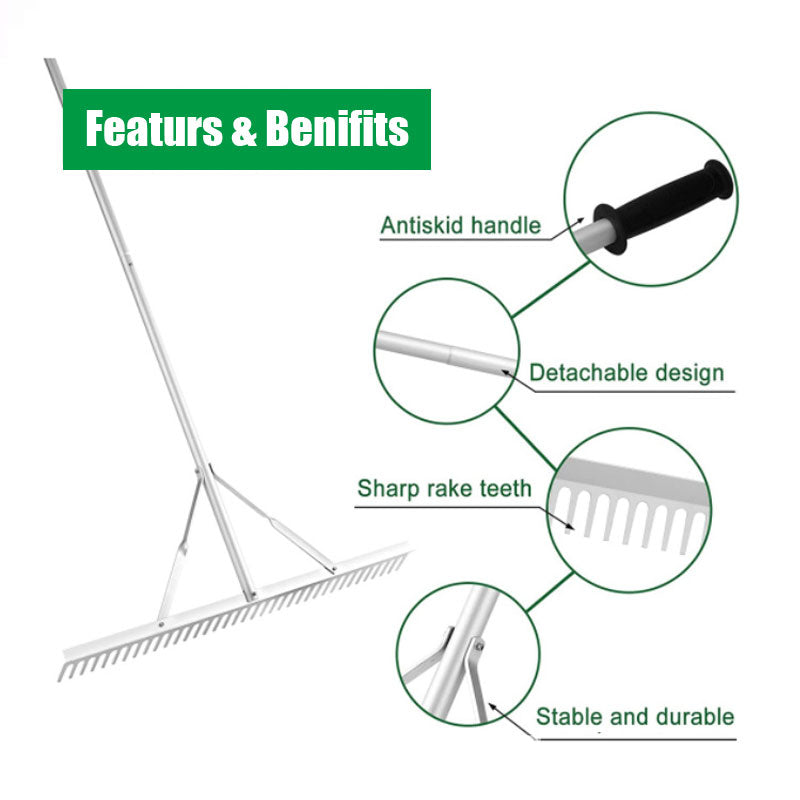 House Growers | Aluminum Landscape Rake, Leaf Rake, Grass Rake, Soil Rake, Lake Rake, Garden Farm Tools