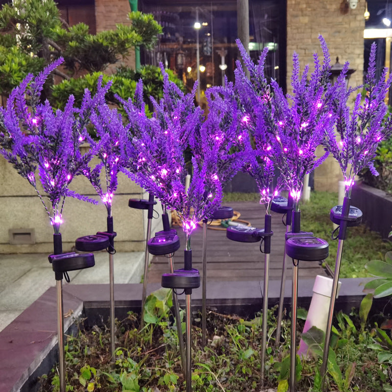 Modern Art Deco Solar Waterproof Stainless Steel PC & ABS Faux Lavender LED Outdoor Light Landscape Lighting For Garden & Outdoor Patio |