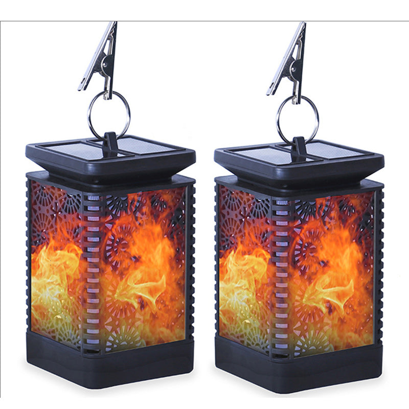 Contemporary Retro Solar Waterproof Rectangular Lantern Flame ABS LED Landscape Lighting Outdoor Light For Outdoor |