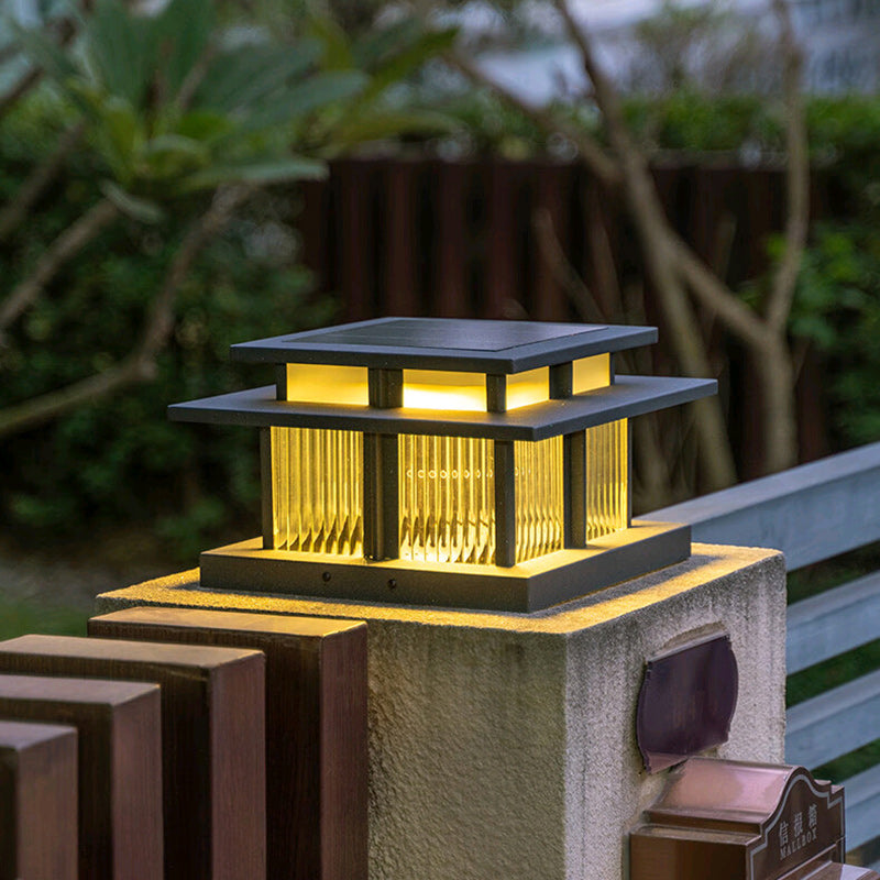 Modern Minimalist Solar Waterproof Square Cylinder Aluminum Alloy Glass LED Landscape Lighting Outdoor Light For Outdoor Patio |