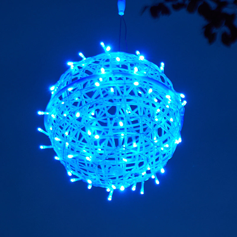 Modern Art Deco Solar Waterproof Weaving Ball Hanging PVC Plastic LED Outdoor Light Landscape Lighting For Garden |