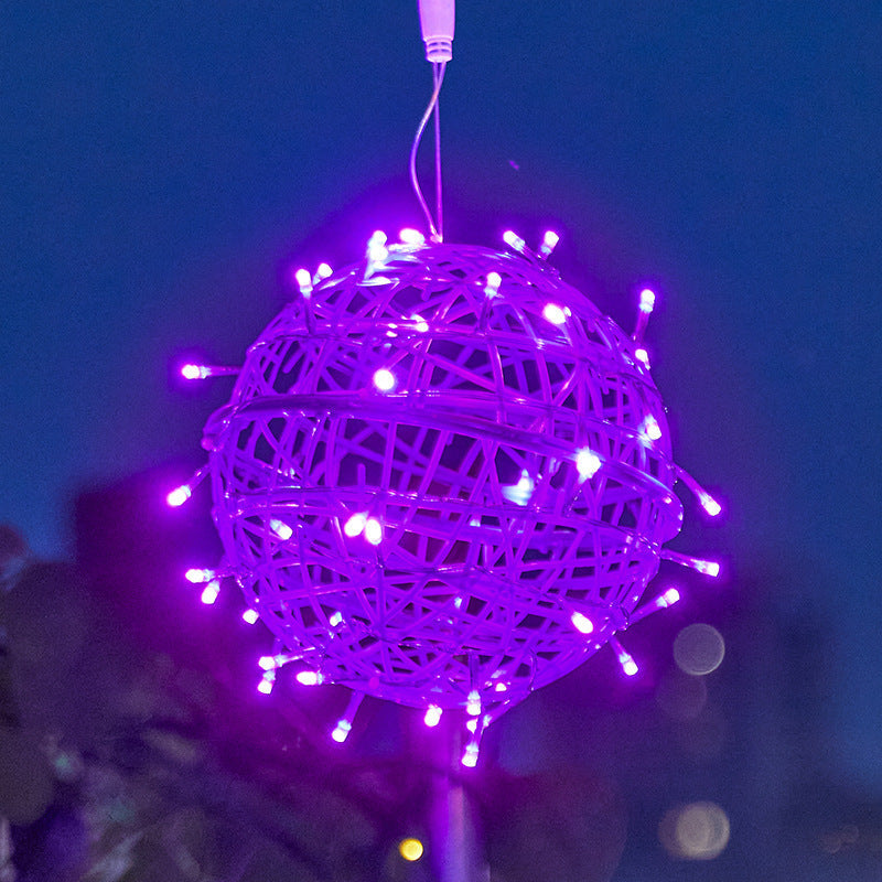 Modern Art Deco Solar Waterproof Weaving Ball Hanging PVC Plastic LED Outdoor Light Landscape Lighting For Garden |