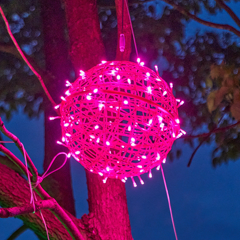 Modern Art Deco Solar Waterproof Weaving Ball Hanging PVC Plastic LED Outdoor Light Landscape Lighting For Garden |