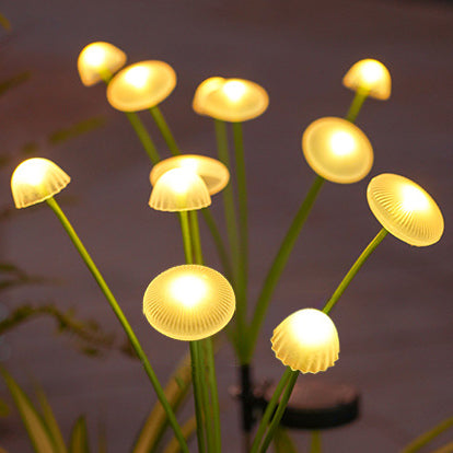 Modern Art Deco Solar Waterproof Stainless Steel Fiber Optic ABS Silica Sakura Mushroom LED Outdoor Light Landscape Lighting For Garden |