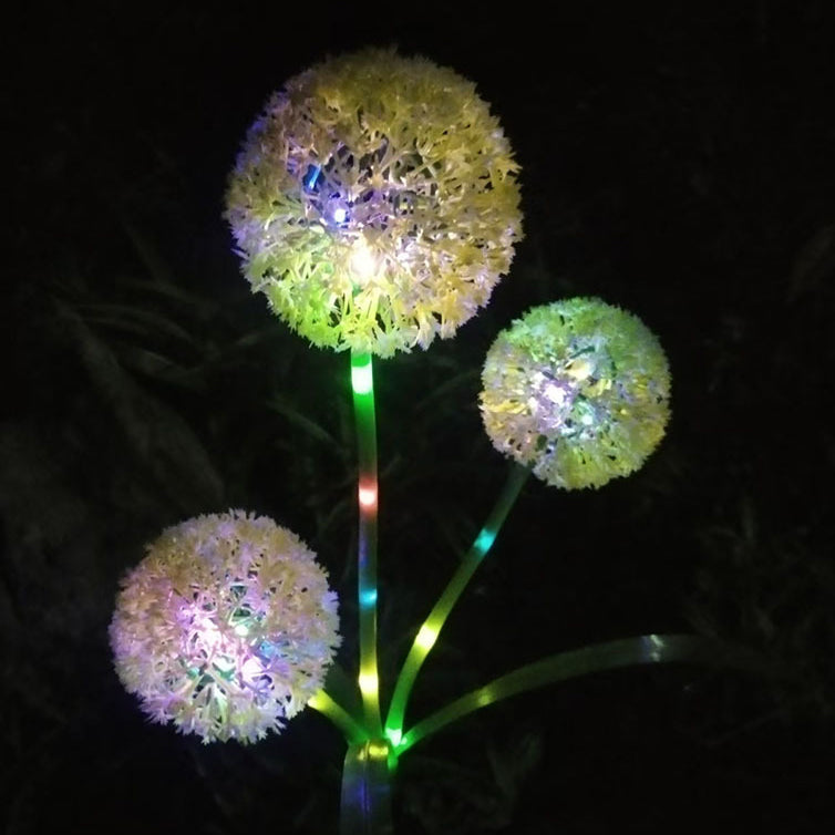 Modern Art Deco Solar Waterproof Stainless Steel ABS Copper Wire Dandelion Plant Ball Ground Plug LED Outdoor Light Landscape Lighting For Garden |