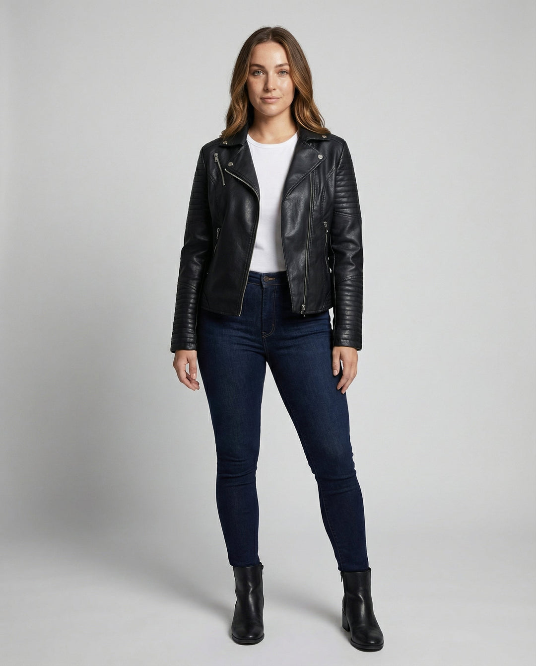 Elegant Faux Leather Jacket Women