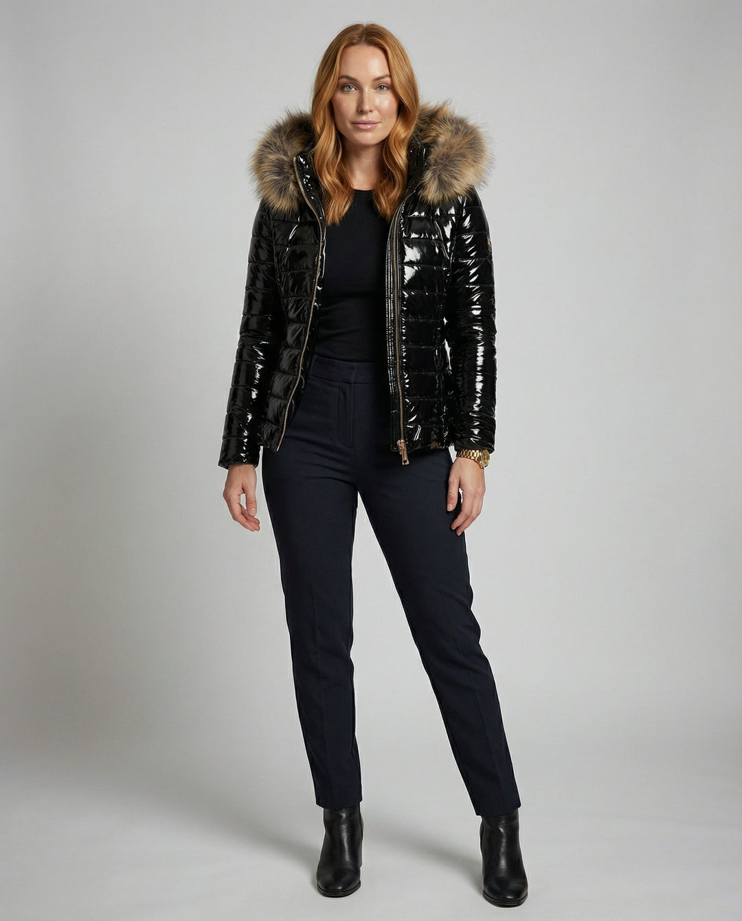 Ladies Fur Hooded Puffer Coat