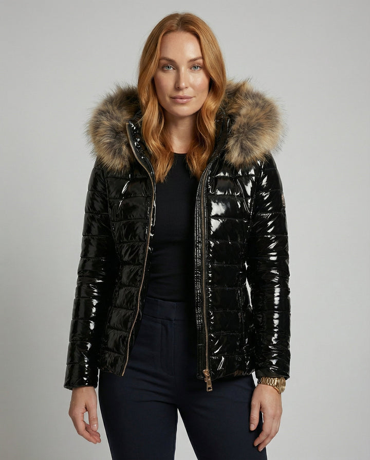 Ladies Fur Hooded Puffer Coat
