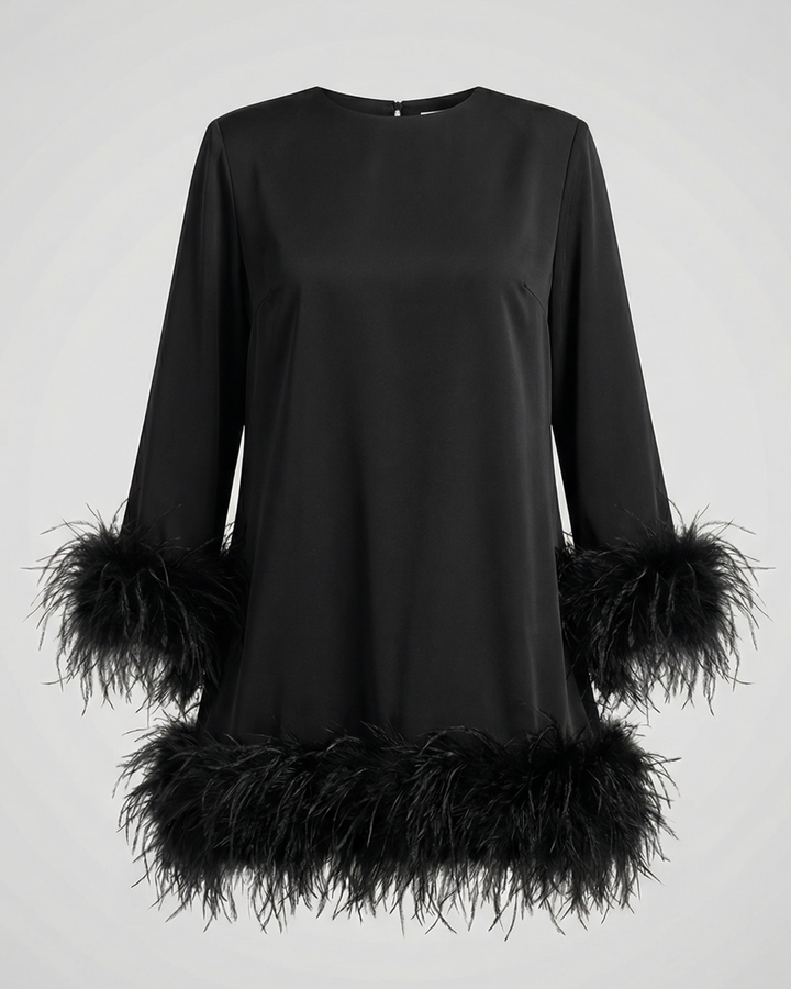 Asymmetrical Feather Mini Dress Women