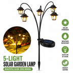 Outdoor Solar Lantern Pathway Stake Lights with Multi-Head Vintage Lamp Design