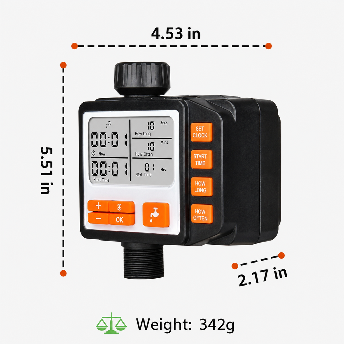 Digital Programmable Garden Hose Water Timer with Large LCD Backlit Display