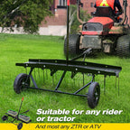 House Growers | 40 inch Tow Behind Dethatcher with 20 Spring Steel Tines Lawn Sweeper for Outdoor Yard Tools Lawn Care