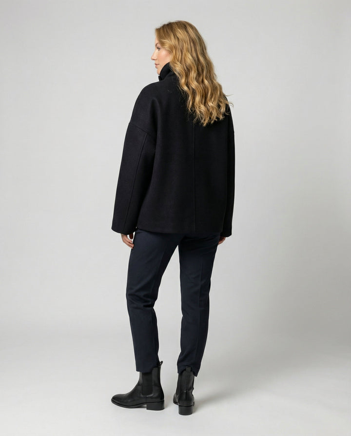 Oversized Wool Coat Women Stand Collar