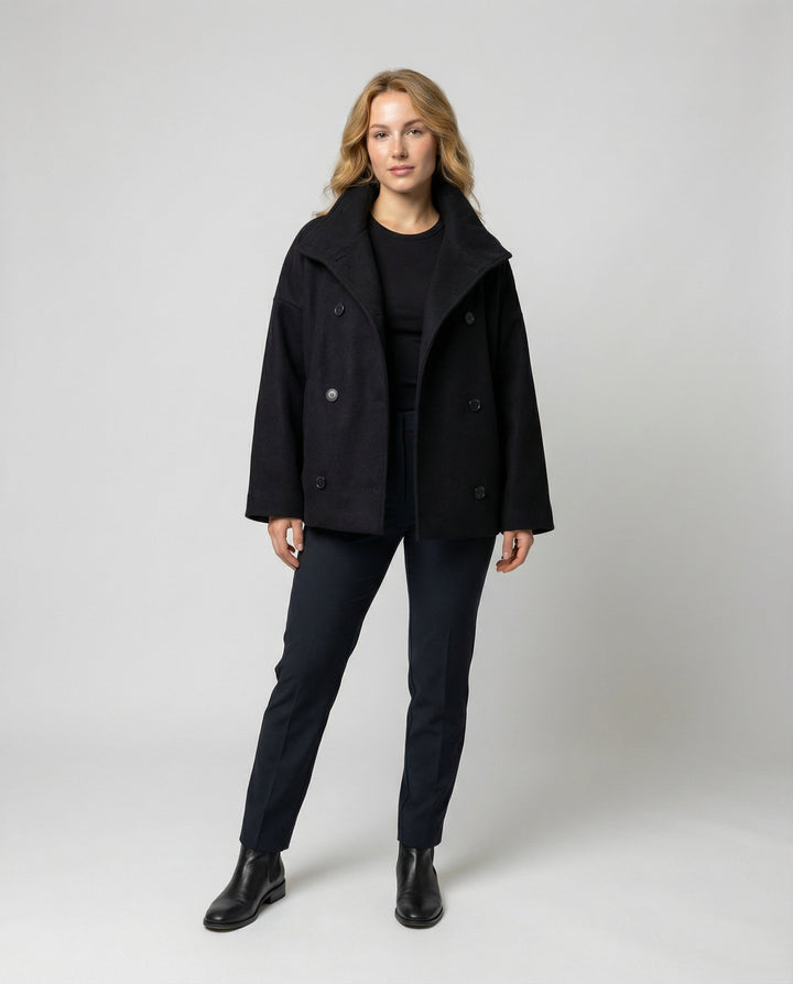 Oversized Wool Coat Women Stand Collar