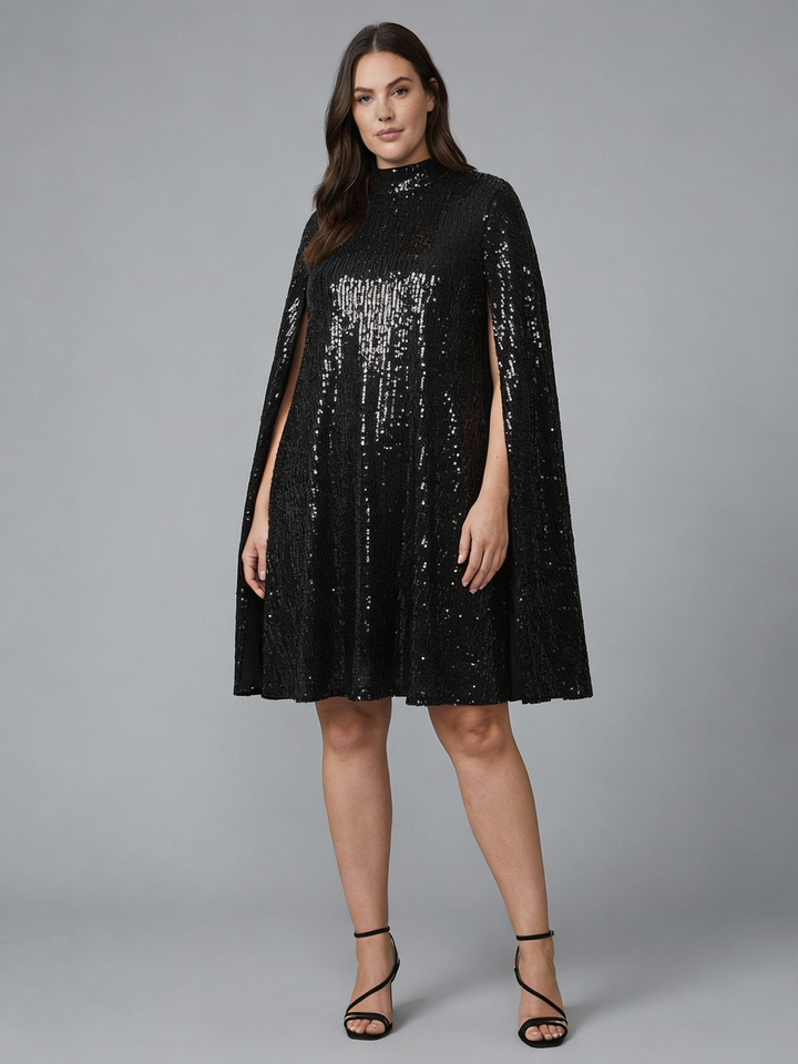 Elegant Cape Sequin Dress
