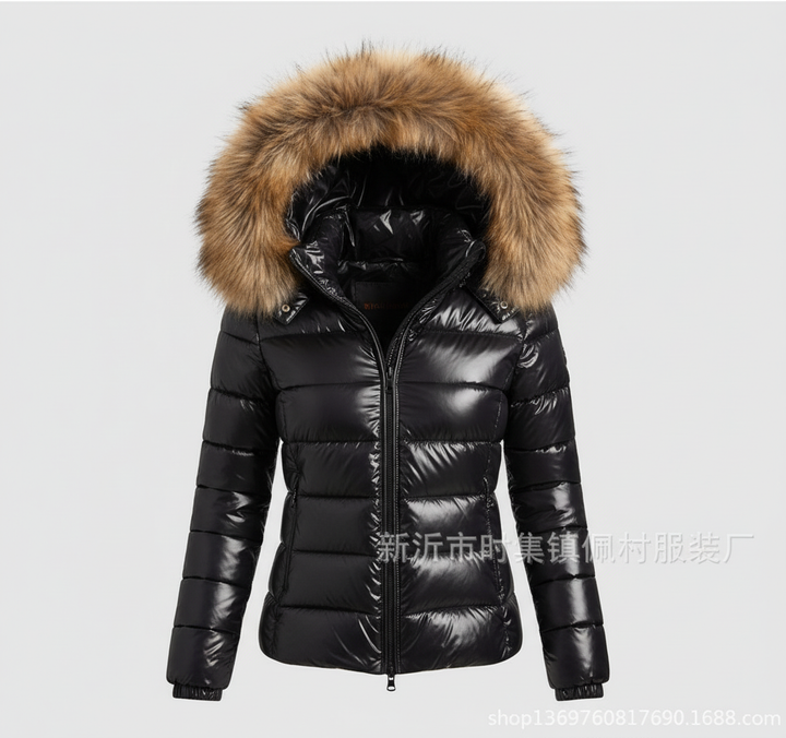 Women's Quilted Jacket Faux Fur Collar