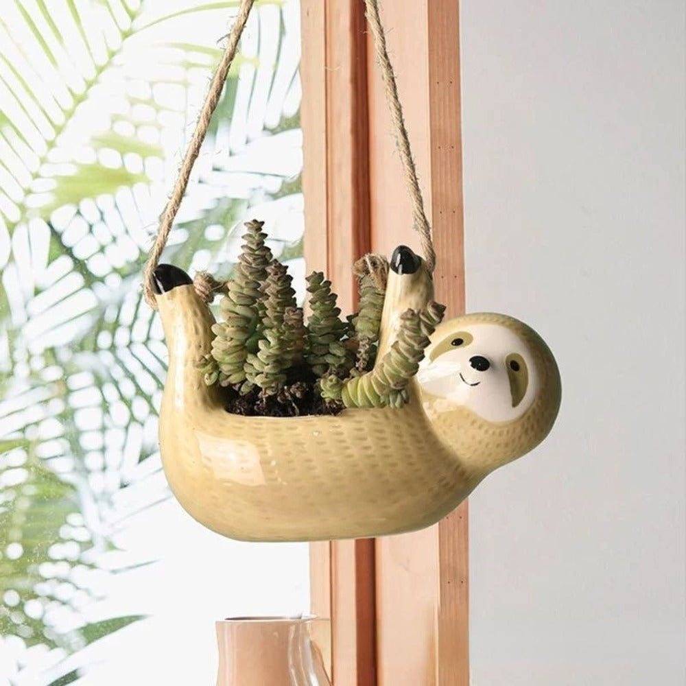 Happy Growers | Handmade Ceramic Flower Pot With Sloth Design