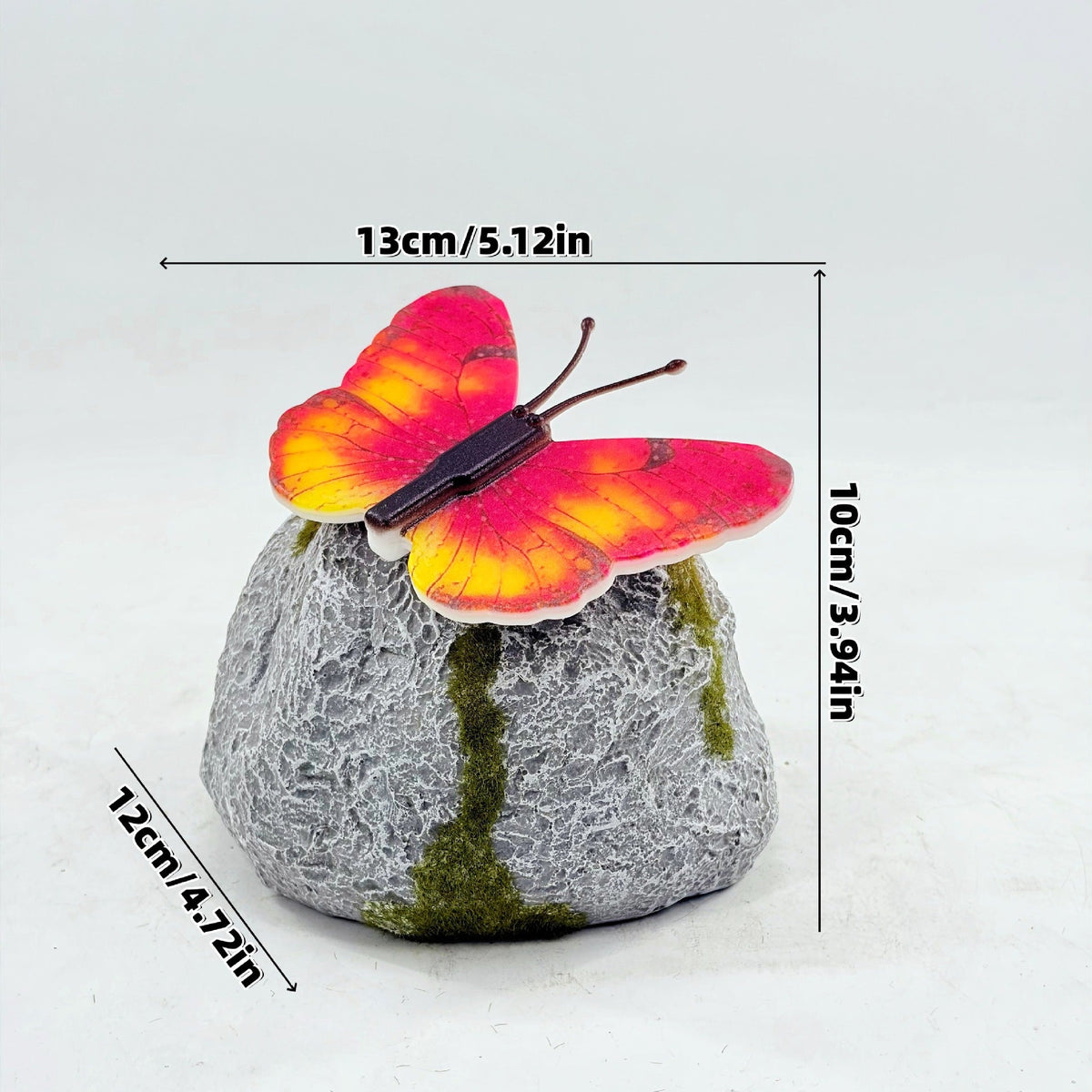 Decorative Solar-Powered Butterfly Perched Stone LED Garden Accent