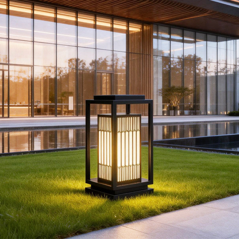 Japanese-Inspired LED Outdoor Lantern With Wooden Frame