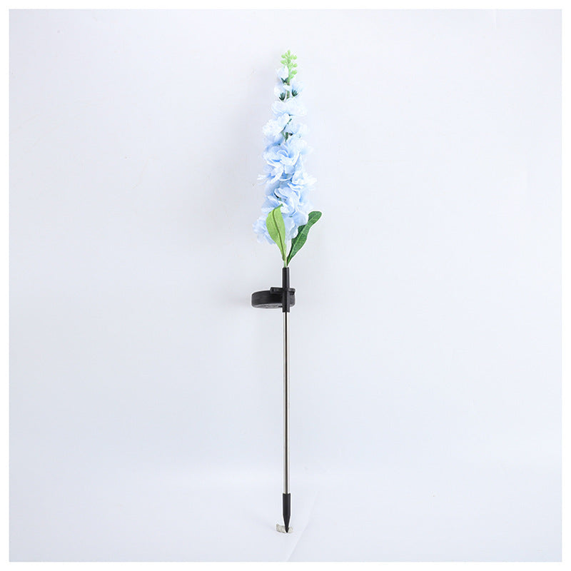Decorative Tall Artificial Delphinium Garden Stake With Stainless Steel Spike And Adjustable Clip