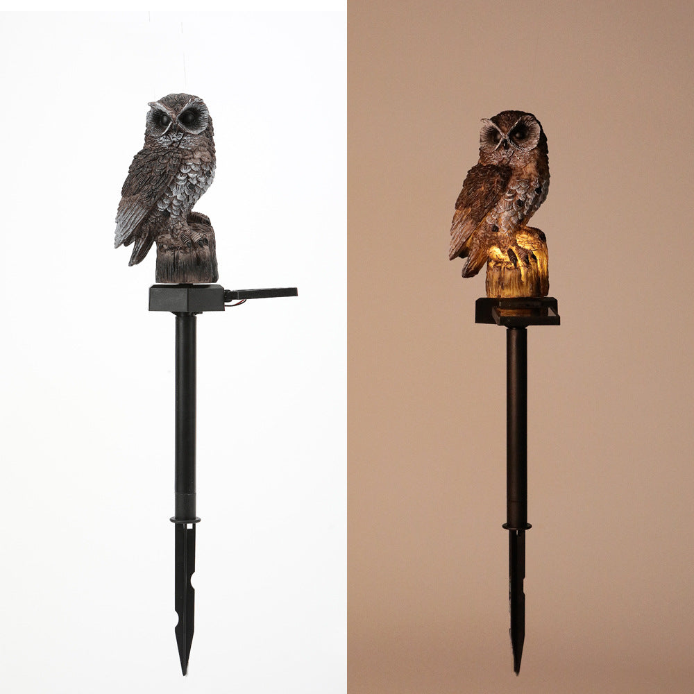 Solar-Powered Owl Garden Stake Light With Realistic Resin Perched Sculpture And Automatic Dusk-To-Dawn LED