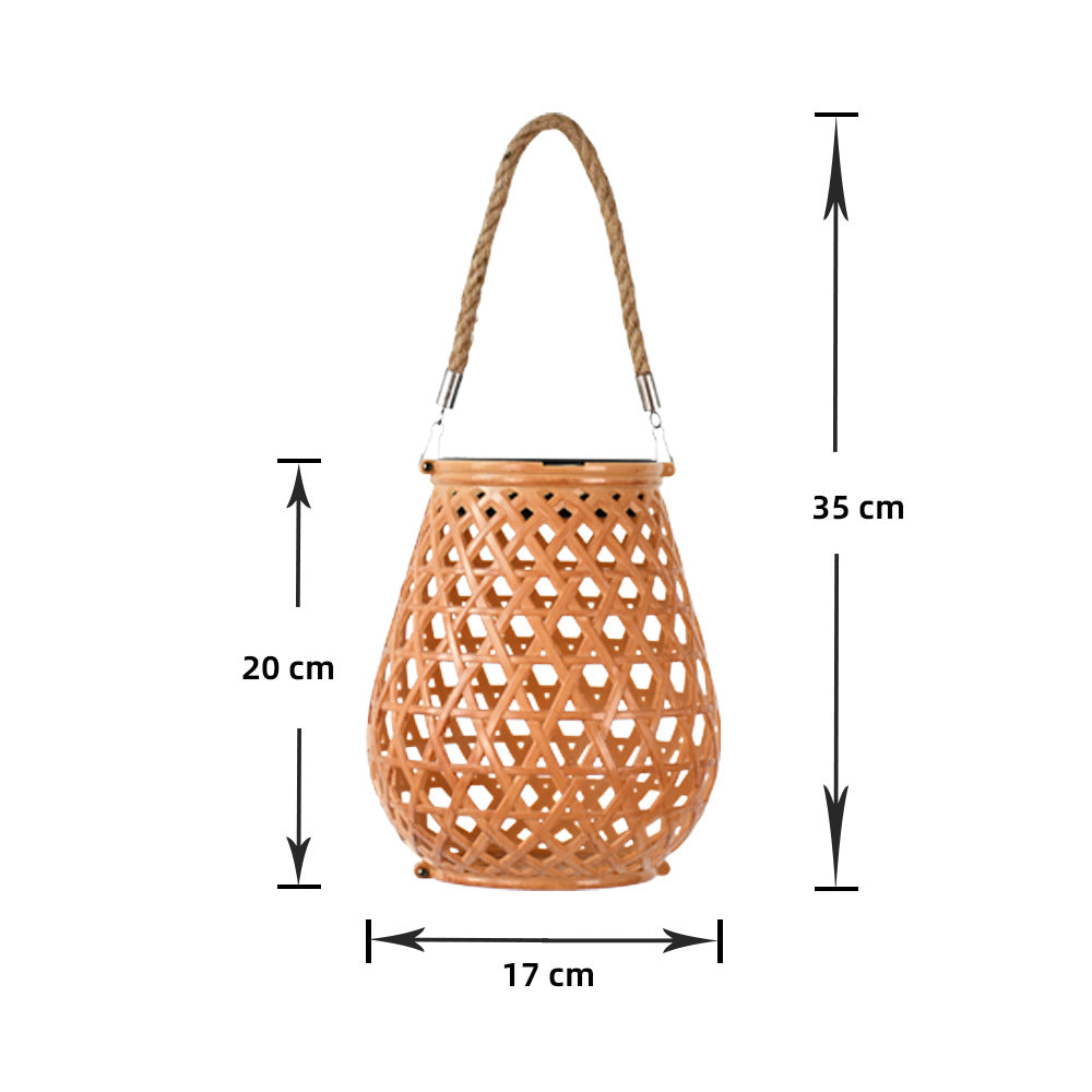 Decorative Woven Lantern With Rope Handle