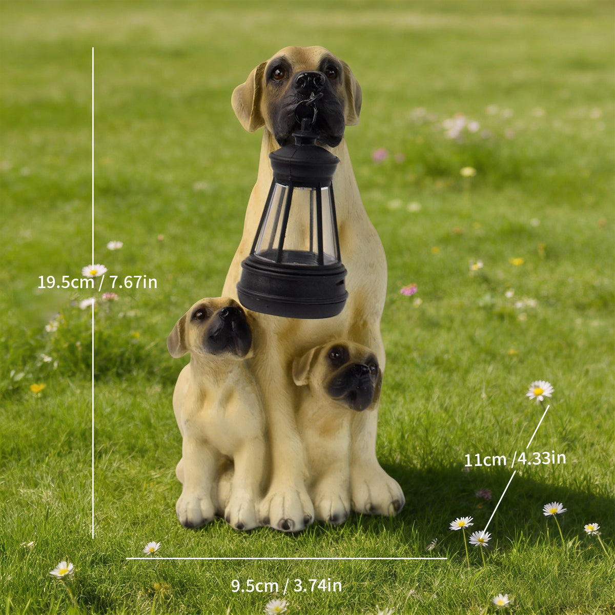 Outdoor Solar LED Lantern Boxer Dog Statue